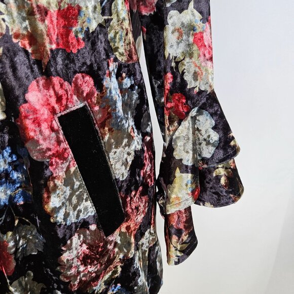BCBGeneration Crushed Floral Velvet Open Cardigan Sz Small Junior Boho - Picture 6 of 12